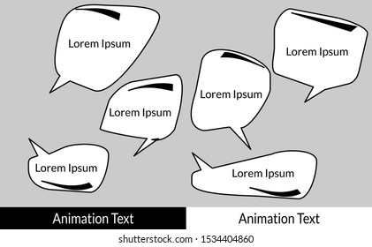 Set of hand drawn sketch bubble symbol for speak or speech message sign. Simple design of bubble text with mono colour icon. Shape of the bubble is irregular.