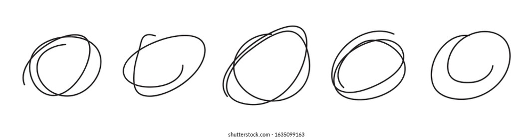 Set of Hand Drawn Sketch Circles in Scribble Doodle Style