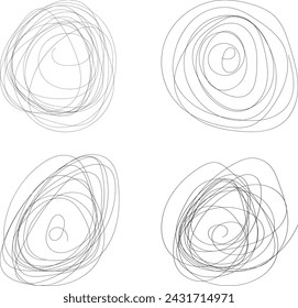 	
set of hand drawn sketch of circles. abstract futuristic tech background. Curved wavy line. Stylized line art background. Vector illustration
