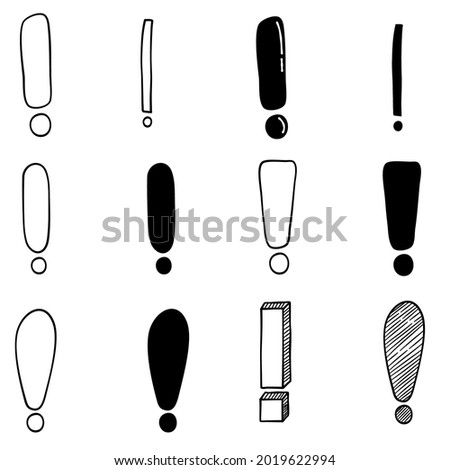 Set of hand drawn Sketch exclamation marks