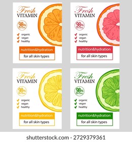 Set of hand drawn sketch slice citrus fruits vector illustration. Template for healthy eco nature organic products and cosmetics.
