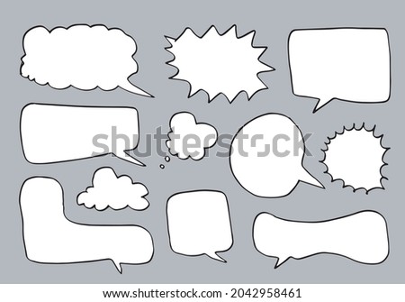 Set of hand drawn sketch Speach bubbles. Vector illustration