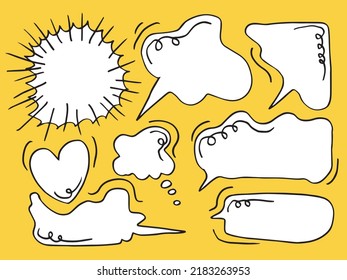 Set of hand drawn sketch Speech bubbles. Vector illustration