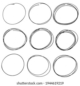 Set Hand Drawn Sketched Cirlce Frames