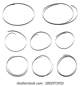 Set Hand Drawn Sketched Cirlce Frames