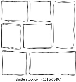 Set Hand Drawn Sketched Frames Isolated Stock Vector (royalty Free 