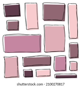 Juego de marcos dibujados a mano. Grunge y rectángulos dibujados a mano. Ilustración del vector