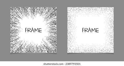Set of hand drawn sketched lines square frames isolated on white background.