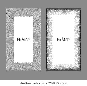 Set of hand drawn sketched lines square frames isolated on white background.