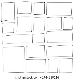 set hand drawn sketched square frames