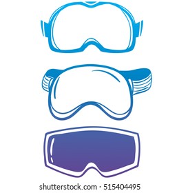 Set of hand drawn ski masks. Snonwboarding and skiing  vector icons