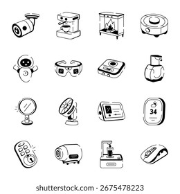 Set of Hand Drawn Smart Devices Icons 
