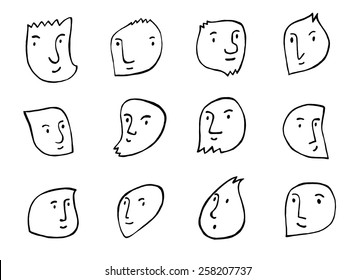 set of hand drawn smiles