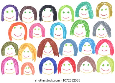 set of hand drawn smiles, doodle faces