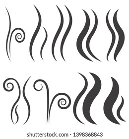 Set of hand drawn smoke steam silhouette icon illustration isolated on white background