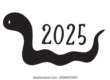 Set of hand drawn snake illustrations and letters 2025