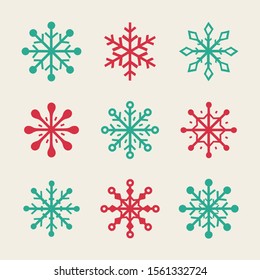 Set of hand drawn snowflake icons. Vector