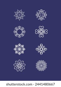 Set of Hand drawn Snowflakes in white and blue
