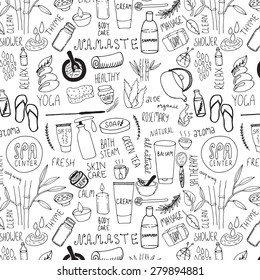 Set of hand drawn spa doodle. Unique elements.