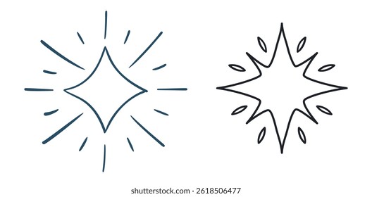 Set Hand drawn sparkling stars	