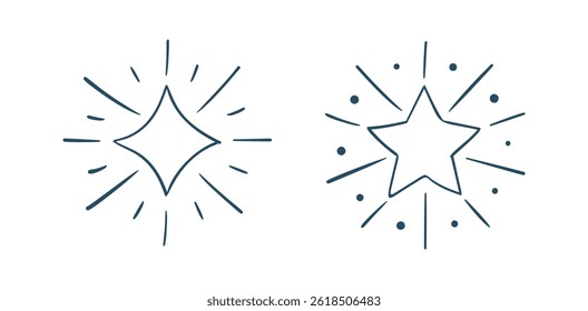 Set Hand drawn sparkling stars	