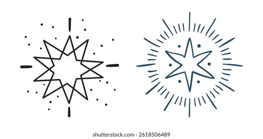 Set Hand drawn sparkling stars	