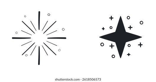 Set Hand drawn sparkling stars	