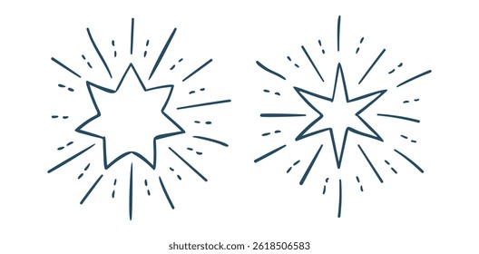 Set Hand drawn sparkling stars	