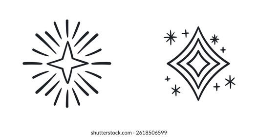 Set Hand drawn sparkling stars	
