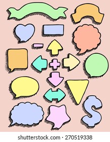 Set of hand drawn speech balloons.