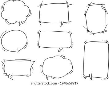 Set of hand drawn speech bubble in monoline illustration.