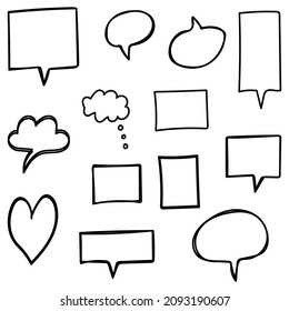 Set Of Hand Drawn Speech Bubble Collection Vector Illustration