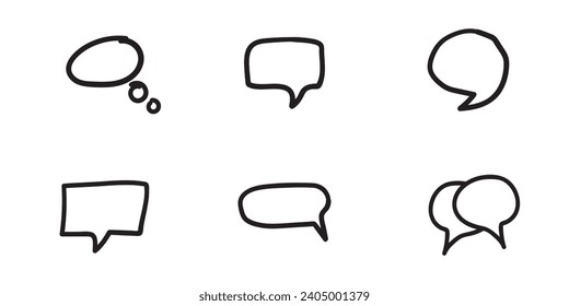 Set of Hand Drawn Speech Bubble Outline Icon. Vector Eps 10
