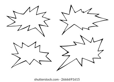 Set of hand drawn speech bubble Blank empty message box Textbox frame for banners, price tags, stickers, design