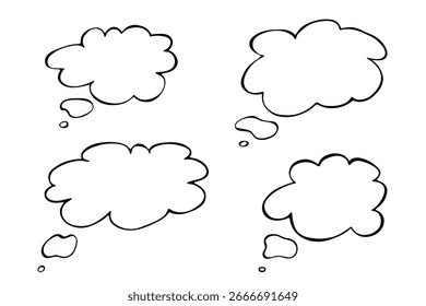 Set handgezeichnete Sprechblase Leeres leeres Nachrichtenfeld Textbox-Rahmen für Banner, Preisschilder, Aufkleber, Design