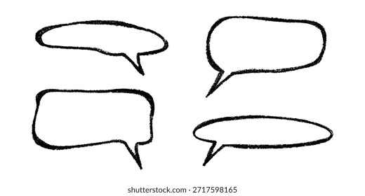Set of hand drawn speech bubble Blank empty message box Textbox frame for banners, price tags, stickers, design