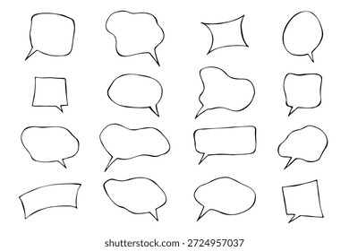 Set of hand drawn speech bubble Blank empty message box Textbox frame for banners, price tags, stickers, design