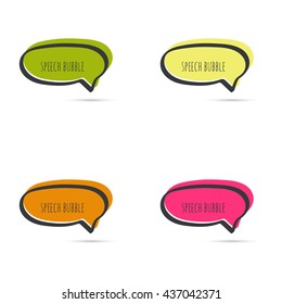 Set Hand Drawn Speech Bubble. Vector Text Box.  