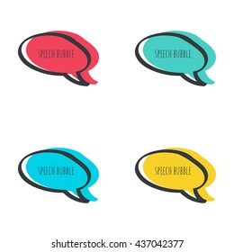 Set hand drawn speech bubble. Vector text box.  