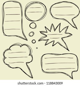 Set of hand drawn speech bubbles