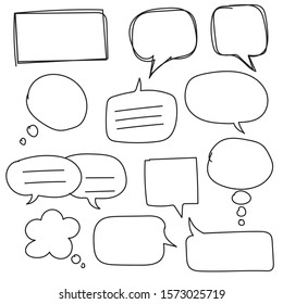 Set Of Hand Drawn Speech Bubbles