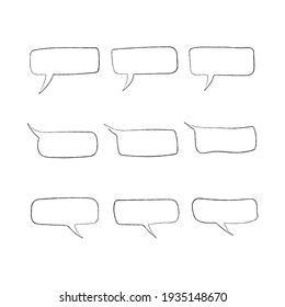 Plantilla de diseño vectorial de estilo de doodle de burbujas de voz dibujadas a mano