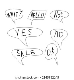 Set of Hand Drawn Speech Bubbles Vector Design.