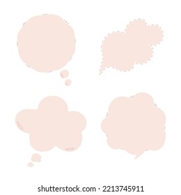 Set of hand drawn speech bubbles isolated on a white background. Doodle, simple flat illustration. It can be used for decoration of textile, paper and other surfaces.