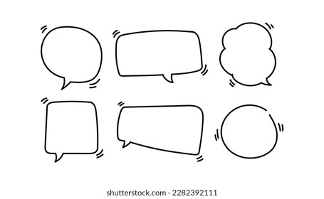 Set of hand drawn speech bubbles. Vector illustration