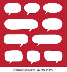 Set of hand drawn speech bubbles. Speak bubble text, cartoon chatting box, message box. Blank empty vector white speech bubbles. Cartoon balloon word design.