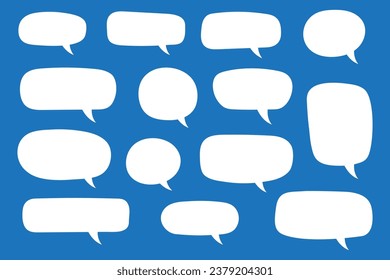 Set of hand drawn speech bubbles. Speak bubble text, cartoon chatting box, message box. Blank empty vector white speech bubbles. Cartoon balloon word design.