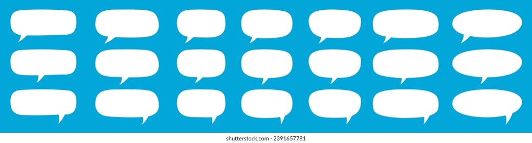 Set of hand drawn speech bubbles. Speak bubble text, cartoon chatting box, message box. Blank empty white speech bubbles.