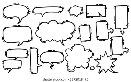 Set of hand drawn speech bubbles