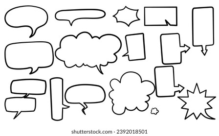 Set of hand drawn speech bubbles